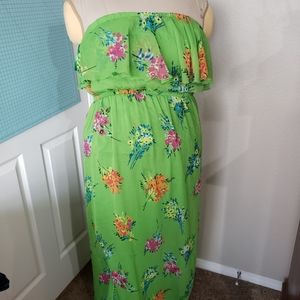 Spring summer strapless floral dress
